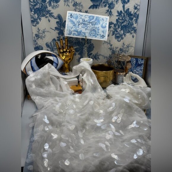 🆕 MISHA COLLECTION 🧿 NWOT The Sapphire Sequins Mini Dress, Ivory Sz M US 6 - Picture 13 of 16